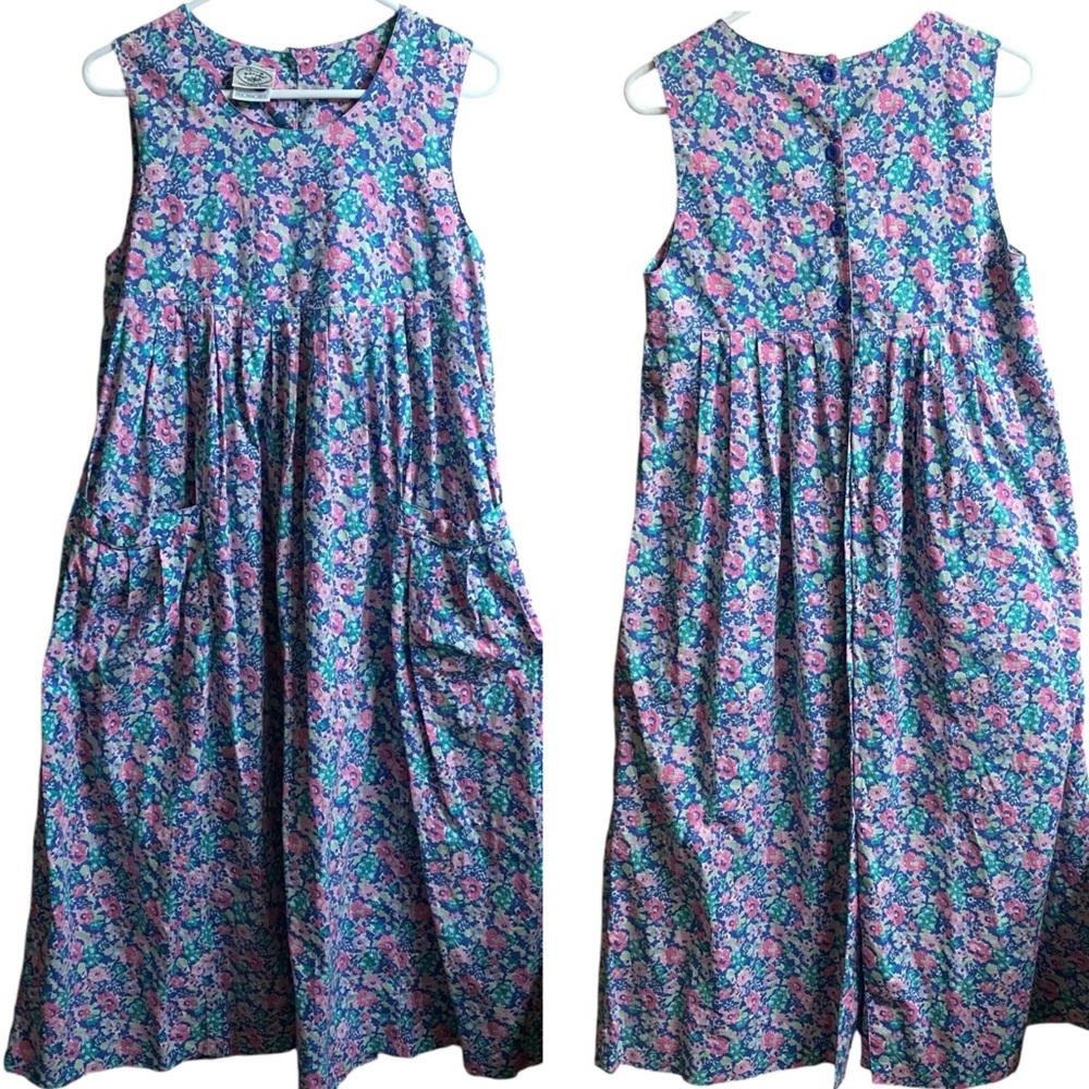 VTG Laura Ashley 100% Cotton Floral Cottagecore Grandmacore Granny Dress Sz 10